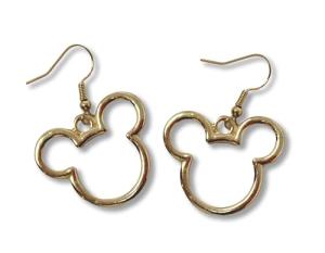 Gold and Silver Classic Mouse Ear Shaped Earrings (Gold, Standard)