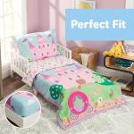 EVERYDAY KIDS 4 Piece Toddler Bedding Set -Princess Storyland- Includes Comforter, Flat Sheet, Fitted Sheet and Reversible Pillowcase