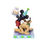 Enesco Disney Traditions by Jim Shore Pluto and Mickey Mouse Birthday Cake Figurine, 6.2 Inch, Multicolor