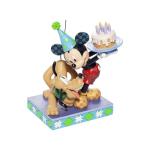 Enesco Disney Traditions by Jim Shore Pluto and Mickey Mouse Birthday Cake Figurine, 6.2 Inch, Multicolor
