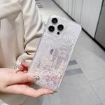 iFiLOVE for iPhone 17 Pro Max Bling Liquid Castle Fireworks Case, Cute Luxury Sparkle Flowing Glitter Quicksand Shockproof Protective Case Cover for Girls Women Kids (Pink)