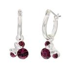 Disney Minnie Mouse Jewelry, February Crystal Birthstone Silver Plated Hoop Earrings, Latch Back