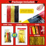 Cartoon Mouse Birthday Decorations, 2 Pack Cute Mouse Party Photo Booth Props, Black Red Yellow Teal Fringe Curtains Tinsel Photo Streamers Backdrop for Cartoon Mouse Birthday Party Supplies