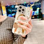 AYABUCO for iPhone 15 Pro Case, Cute Cartoon Mouse Pattern with Wrist Strap Kickstand, Glitter Bling IMD Design, Soft TPU Shockproof Full-Body Protection, for Girls & Women