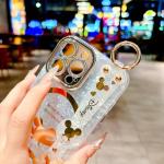 AYABUCO for iPhone 15 Pro Case, Cute Cartoon Mouse Pattern with Wrist Strap Kickstand, Glitter Bling IMD Design, Soft TPU Shockproof Full-Body Protection, for Girls & Women