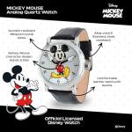 Disney Mickey Mouse Articulating Hands Watch for Men - Classic Mickey Watches for Men, Perfect Inspired Timepiece Him - Stylish Watch with White Dial, Silver Case, Black Leather Strap