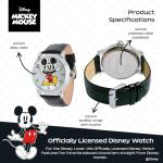 Disney Mickey Mouse Articulating Hands Watch for Men - Classic Mickey Watches for Men, Perfect Inspired Timepiece Him - Stylish Watch with White Dial, Silver Case, Black Leather Strap
