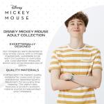Disney Mickey Mouse Articulating Hands Watch for Men - Classic Mickey Watches for Men, Perfect Inspired Timepiece Him - Stylish Watch with White Dial, Silver Case, Black Leather Strap