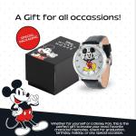 Disney Mickey Mouse Articulating Hands Watch for Men - Classic Mickey Watches for Men, Perfect Inspired Timepiece Him - Stylish Watch with White Dial, Silver Case, Black Leather Strap