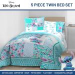 Jay Franco Kids Comforter Set Includes Sheets and Pillow Covers - Soft and Cozy Bed Set for Stylish Room Decor, Multi - Lilo and Stitch 02, 5 Piece Twin Bedding