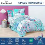 Jay Franco Kids Comforter Set Includes Sheets and Pillow Covers - Soft and Cozy Bed Set for Stylish Room Decor, Multi - Lilo and Stitch 02, 5 Piece Twin Bedding