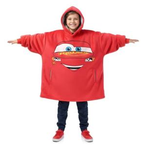 Disney Cars Lightning McQueen Tow Mater Sherpa Lined Oversized Hoodie with Pockets for Big Kid One Size (Fits Sizes 4 to 10) Red