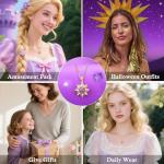 DAYANEY Tangled Necklace for Girls, Tangled Accessories Jewelry Costume as Birthday Gifts for Daughter Adult Women as Fairy Gold Sun Pendant Necklace, Purple Jewelry Gifts Outfits Skirt Dress