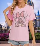 Magical Shirt for Women Castle Graphic Tee Magic Kingdom T Shirt Cute Holiday Vacation Shirt Short Sleeve Casual Tops(Small, Pink)