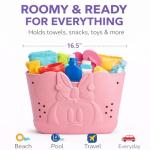 Disney Minnie Mouse EVA Gummy Tote Bag – Waterproof Rubber Beach Bag, Pink Minnie Design, Large 16.5" Carry-All for Pool, Travel & Everyday Use