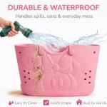 Disney Minnie Mouse EVA Gummy Tote Bag – Waterproof Rubber Beach Bag, Pink Minnie Design, Large 16.5" Carry-All for Pool, Travel & Everyday Use