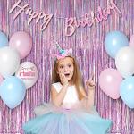 Pink Tinsel Curtain Party Backdrop - GREATRIL Foil Fringe Curtain Lilac Pink Party Streamers for Birthday Girl Princess Bachelorette Euphoria Taylor Themed Party Decorations - 2 Packs