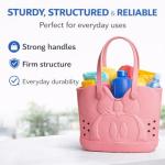Disney Minnie Mouse EVA Gummy Tote Bag – Waterproof Rubber Beach Bag, Pink Minnie Design, Large 16.5" Carry-All for Pool, Travel & Everyday Use
