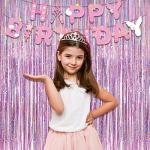 Pink Tinsel Curtain Party Backdrop - GREATRIL Foil Fringe Curtain Lilac Pink Party Streamers for Birthday Girl Princess Bachelorette Euphoria Taylor Themed Party Decorations - 2 Packs