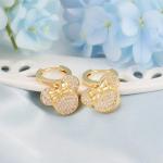 S925 Sterling Silver plated Gold Mouse Bow Earrings Cute Dangle Hoop Earrings Hypoallergenic Cubic Zirconia Bow Knot Dangling Earring Cartilage Animal Jewelry for Women Daughter Sister Birthday Party