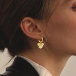 S925 Sterling Silver plated Gold Mouse Bow Earrings Cute Dangle Hoop Earrings Hypoallergenic Cubic Zirconia Bow Knot Dangling Earring Cartilage Animal Jewelry for Women Daughter Sister Birthday Party