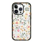 CASETiFY Impact iPhone 14 Pro Case [Winnie The Pooh Co-Lab / 8.2ft Drop Protection/Magsafe] - Vintage Floral Case - Clear Black