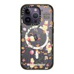 CASETiFY Impact iPhone 14 Pro Case [Winnie The Pooh Co-Lab / 8.2ft Drop Protection/Magsafe] - Vintage Floral Case - Clear Black