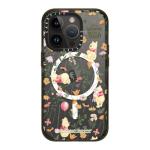 CASETiFY Impact iPhone 14 Pro Case [Winnie The Pooh Co-Lab / 8.2ft Drop Protection/Magsafe] - Vintage Floral Case - Clear Black