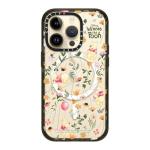 CASETiFY Impact iPhone 14 Pro Case [Winnie The Pooh Co-Lab / 8.2ft Drop Protection/Magsafe] - Vintage Floral Case - Clear Black