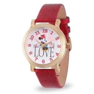 Minnie Mouse Watch for Women with Red Leather Strap