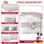 Jay Franco Disney Mickey Mouse Queen Size Comforter Set - 7 Piece Bedding Includes Sheet Set & Pillow Covers - Super Soft Cozy Bedding