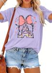 Women Magic Kingdom Shirt Castle Graphic Shirts Casual Family Vacation Holiday T Shirt Cute Short Sleeve Tee Top Purple