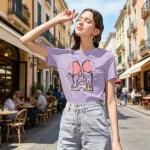 Women Magic Kingdom Shirt Castle Graphic Shirts Casual Family Vacation Holiday T Shirt Cute Short Sleeve Tee Top Purple