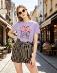 Women Magic Kingdom Shirt Castle Graphic Shirts Casual Family Vacation Holiday T Shirt Cute Short Sleeve Tee Top Purple