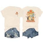 Magical Kingdom Shirt Women Beauty Shirts Belle Princess Tee Tale As Old As Time T-Shirt Vacation Short Sleeve Tops Apricot