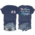 FRYAID Magical Shirt Women Believe in The Magic Tshirt Kingdom Castle Tie Dye Tee Family Holiday Vacation Short Sleeve Tops