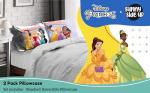 Sunny Side Up Disney Princess 2 Pack Reversible Pillowcases - Double Sided Pillow Covers Features Moana, Belle & Rapunzel, Kids Super Soft Bedding