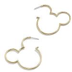 BaubleBar Disney Mickey Mouse Outline Gold-Plated Hoop Earrings - Simple Mickey Mouse Silhouette Hoop Earrings, Gold-Plated Earrings for Women, Disney Jewelry and Accessories, Women’s Fashion Jewelry