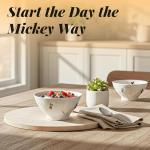 Disney Mickey Mouse Gold Icon Ceramic Cereal Bowls – Elegant Cereal Bowl Set & Collectible Dinnerware for Everyday Use – Set of 4 Officially Licensed Kitchen Accessories