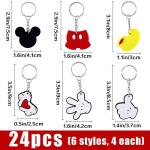 24 Pcs Cute Mickey Mouse Silicone Keychains
