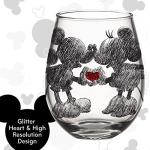 Disney Mickey & Minnie Glitter Stemless Wine Glass
