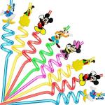 25 Disney Mouse Straws Party Supplies with Brushes