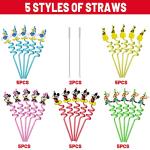25 Disney Mouse Straws Party Supplies with Brushes