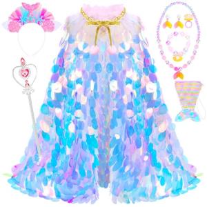 Rainbow Mermaid Dress Up Cape Gift Set for Girls