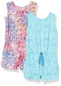 Disney Girls' Knit Sleeveless Rompers, Pack of 2