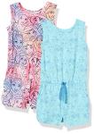 Disney Girls' Knit Sleeveless Rompers, Pack of 2