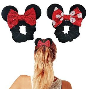 Disney Mouse Ear Velvet Scrunchies with Bow