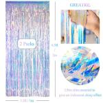 Iridescent Mermaid Party Streamers Backdrop - 2 PCS