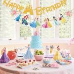 Gold Princess Birthday Banner for Kids' Parties