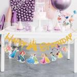 Gold Princess Birthday Banner for Kids' Parties